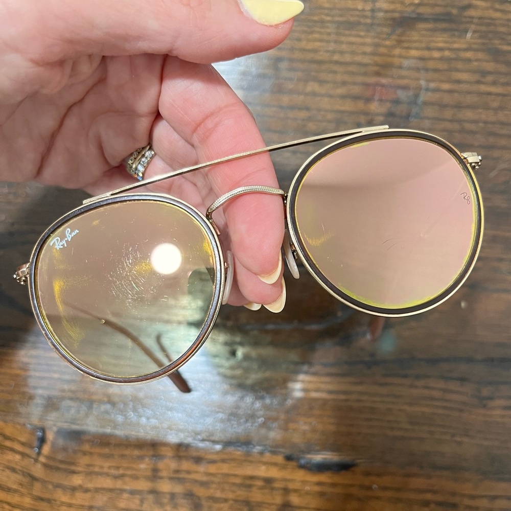 Ray-ban double bridge round mirrored sunglasses